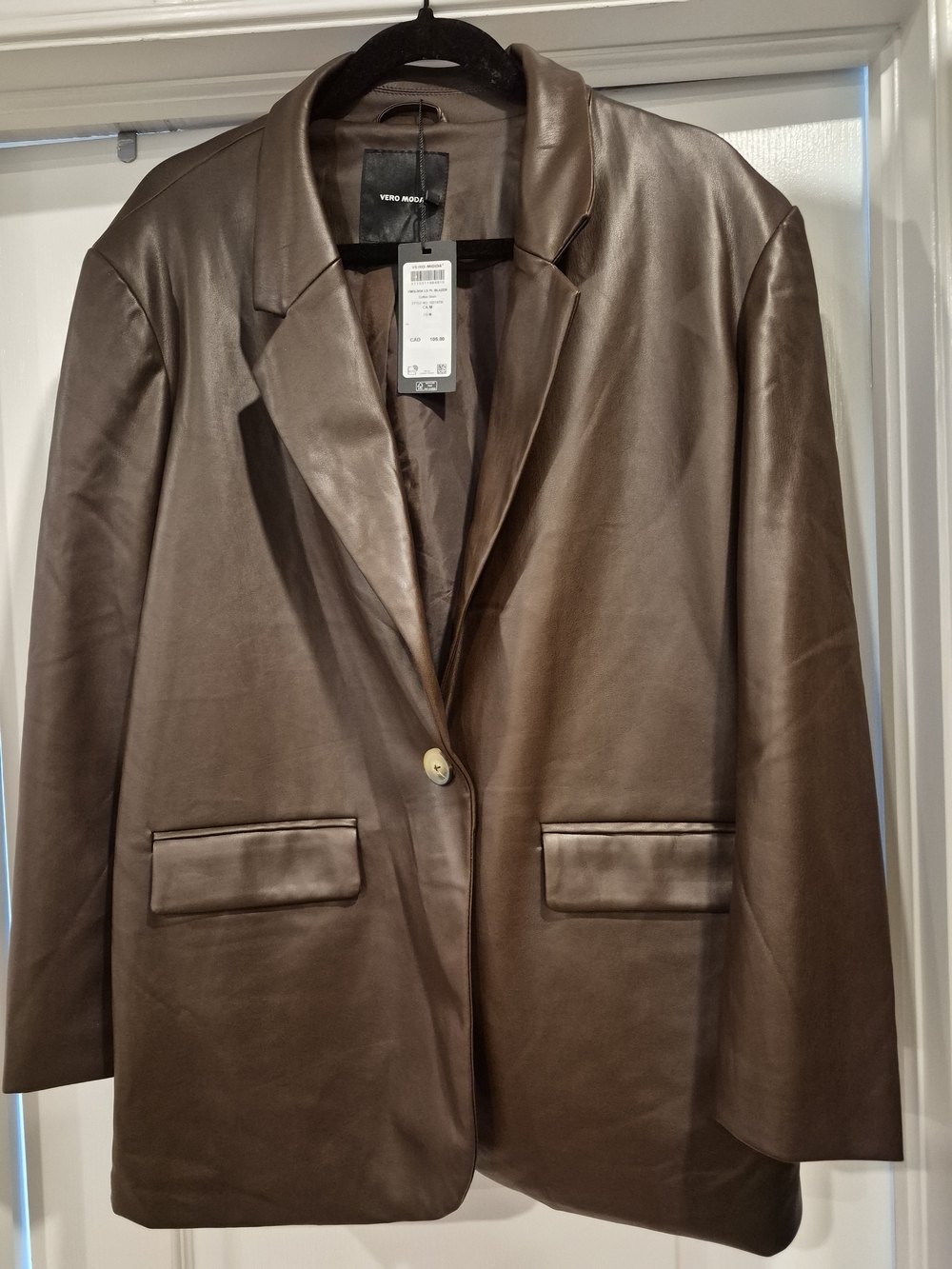 Vero Moda Brown Faux Leather Blazer Jacket